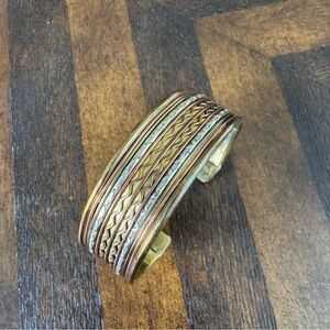 Bronze and Silver Tone Bangle - 13/16” Wide